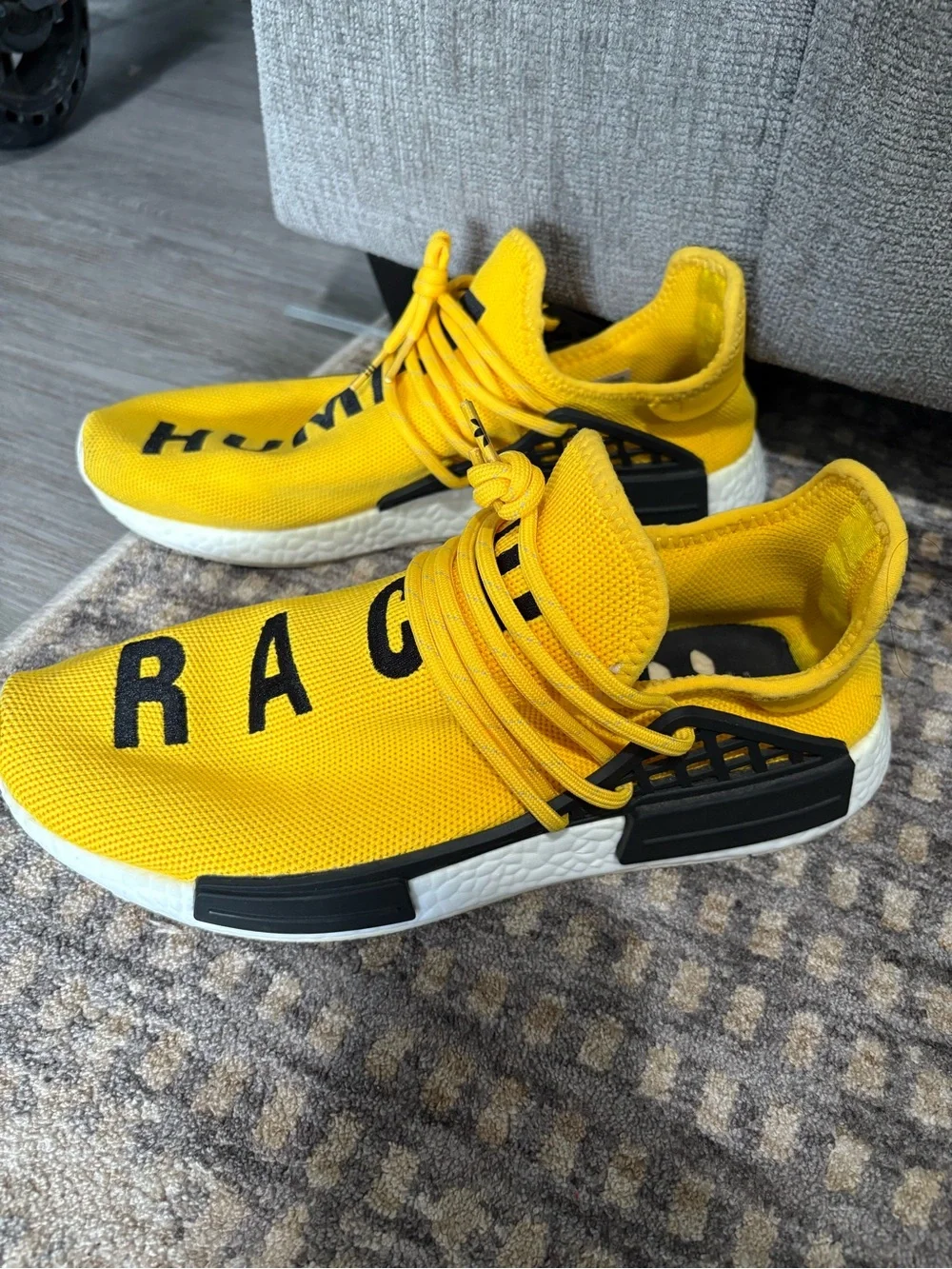 adidas Yellow Knit Men’s Sneakers with Black Accents